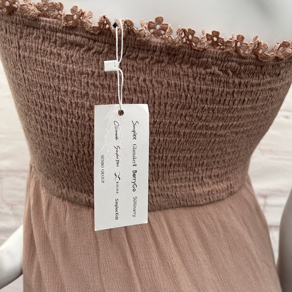 Simplee Women's 2023 Summer Bohemian Strapless Off Shoulder Lace Trim Backless M - Picture 8 of 11